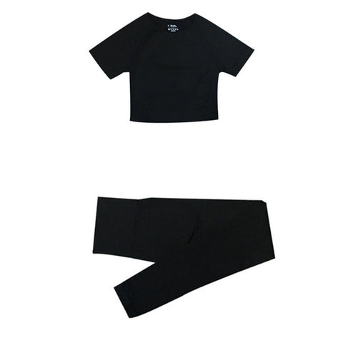 Gym Seamless Leggings + Short Sleeve Shirts