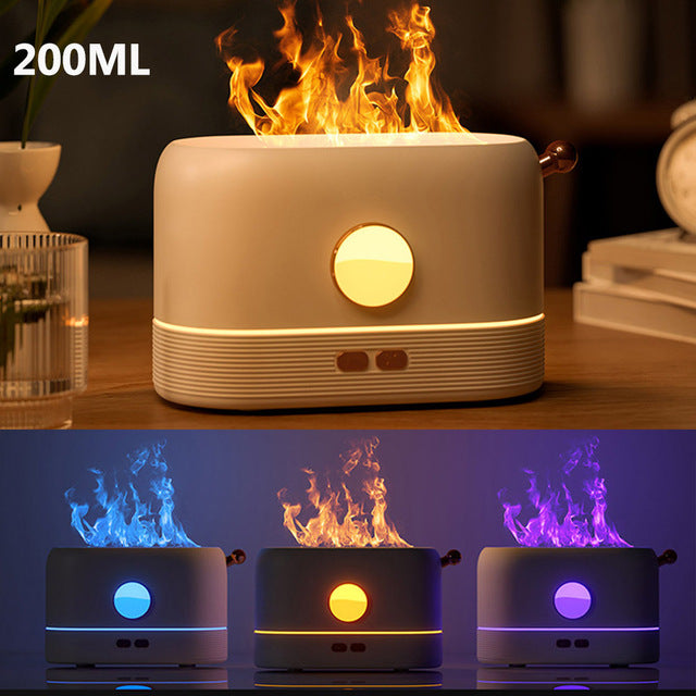 Flame Effect Aroma Diffuser, 200ml Round Design