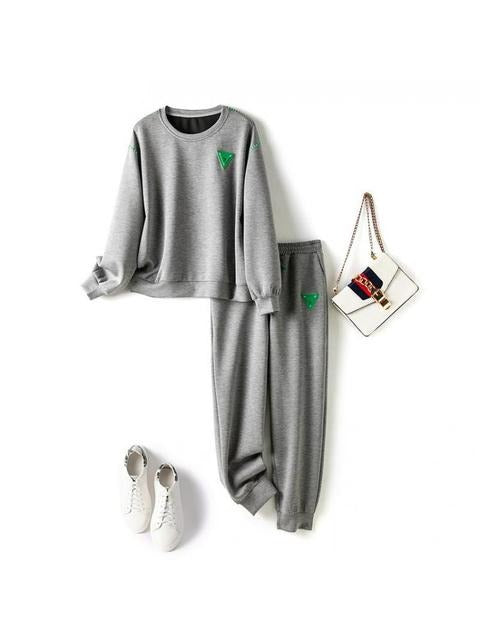 Women's O Neck Sweatshirts Elastic Pants