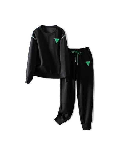 Women's O Neck Sweatshirts Elastic Pants