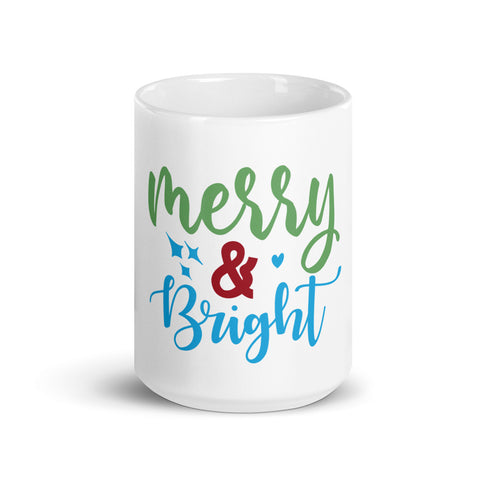 Merry Bright White glossy mug