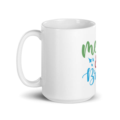 Merry Bright White glossy mug